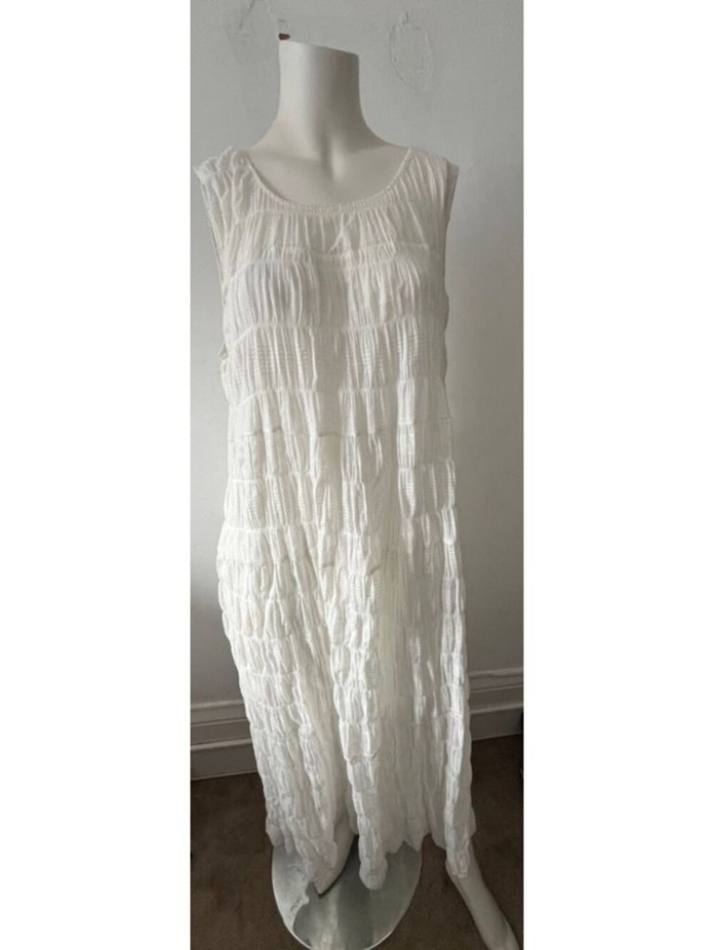 Max Studio white dress LG boho prairie coastal granola girl summer beach island